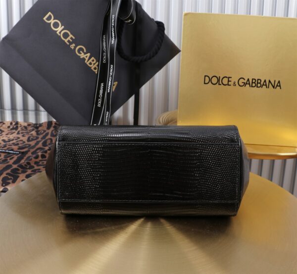 Dolce & Gabban Lizard Pattern Sicilian Women's Bag-Black-20cm  free shipping
