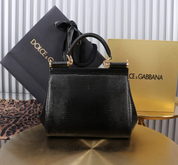 Dolce & Gabban Lizard Pattern Sicilian Women's Bag-Black-20cm  free shipping
