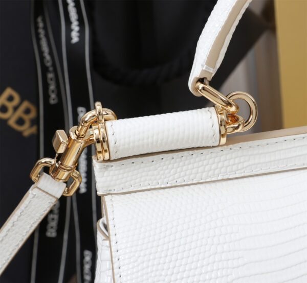 Dolce & Gabban Lizard Pattern Sicilian Women's Bag-White-20cm  free shipping