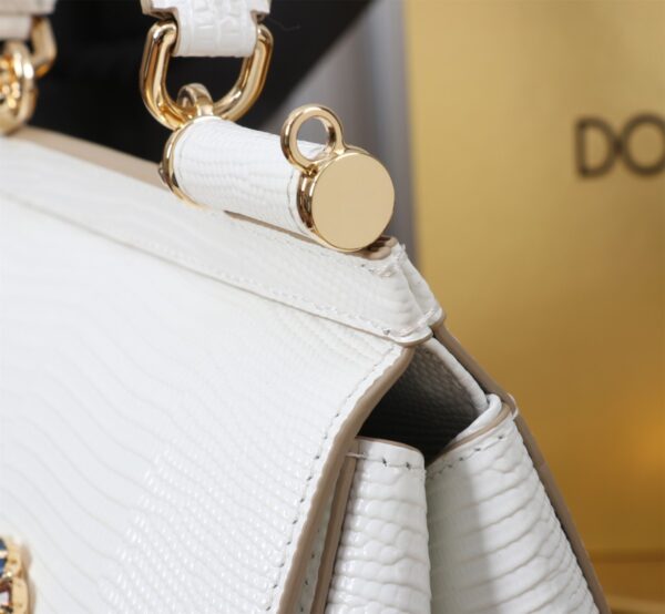 Dolce & Gabban Lizard Pattern Sicilian Women's Bag-White-20cm  free shipping