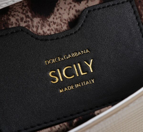 Dolce & Gabban Lizard Pattern Sicilian Women's Bag-White-20cm  free shipping