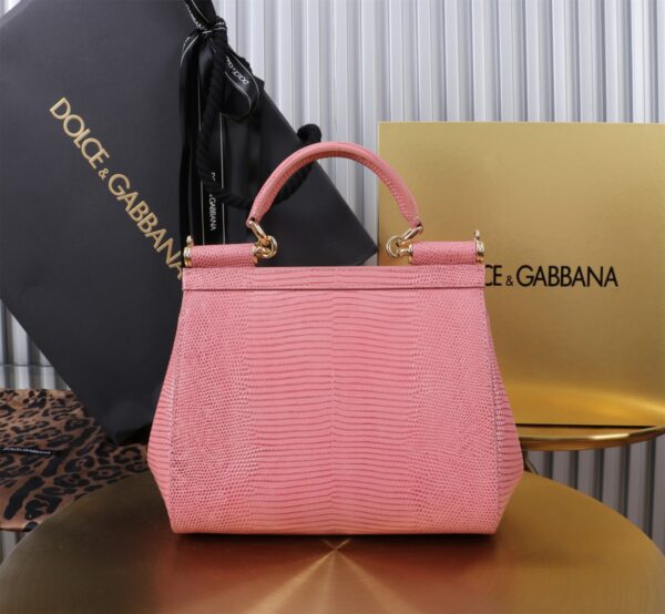 Dolce & Gabban Lizard Pattern Sicilian Women's Bag-Pink-20cm  free shipping