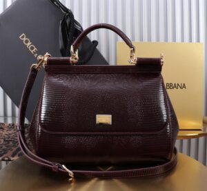 Dolce & Gabban Lizard Pattern Sicilian Women's Bag-Purple-25cm with original box free shipping