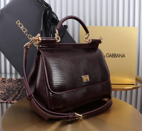 Dolce & Gabban Lizard Pattern Sicilian Women's Bag-Purple-25cm with original box free shipping