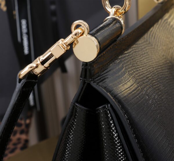 Dolce & Gabban Lizard Pattern Sicilian Women's Bag-Black-25cm with original box free shipping