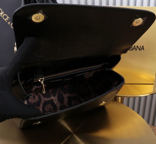 Dolce & Gabban Lizard Pattern Sicilian Women's Bag-Black-25cm with original box free shipping