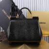 Dolce & Gabban Lizard Pattern Sicilian Women's Bag-Black-25cm with original box free shipping