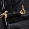Dolce & Gabban Lizard Pattern Sicilian Women's Bag-Black-25cm with original box free shipping
