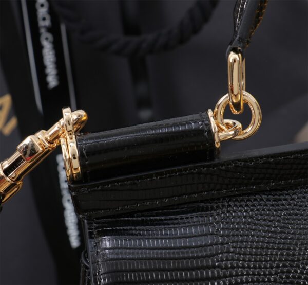 Dolce & Gabban Lizard Pattern Sicilian Women's Bag-Black-25cm with original box free shipping