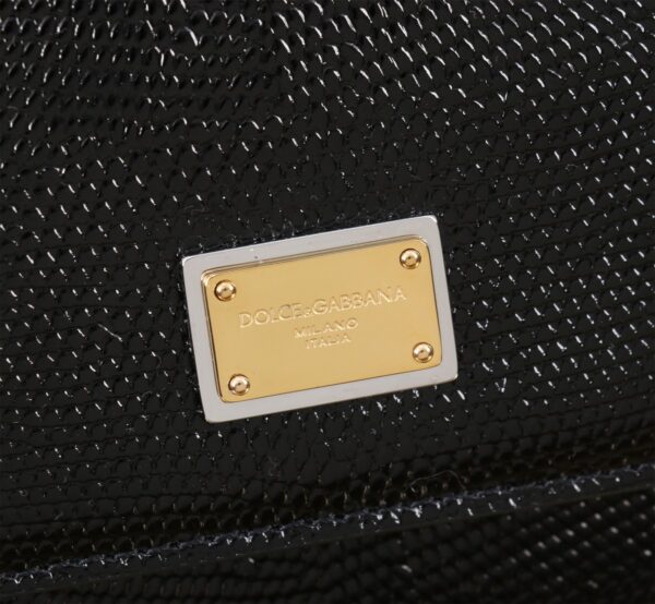Dolce & Gabban Lizard Pattern Sicilian Women's Bag-Black-25cm with original box free shipping