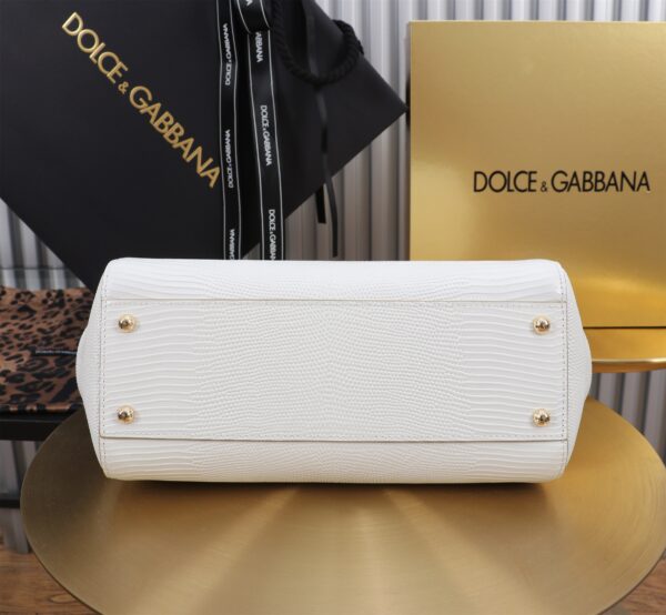 Dolce & Gabban Lizard Pattern Sicilian Women's Bag-White-25cm with original box free shipping