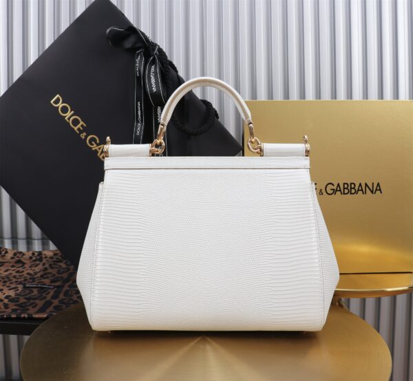 Dolce & Gabban Lizard Pattern Sicilian Women's Bag-White-25cm with original box free shipping