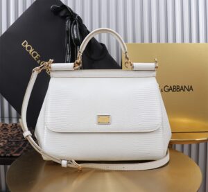Dolce & Gabban Lizard Pattern Sicilian Women's Bag-White-25cm with original box free shipping