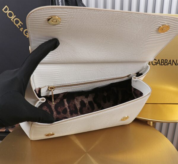Dolce & Gabban Lizard Pattern Sicilian Women's Bag-White-25cm with original box free shipping