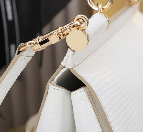 Dolce & Gabban Lizard Pattern Sicilian Women's Bag-White-25cm with original box free shipping
