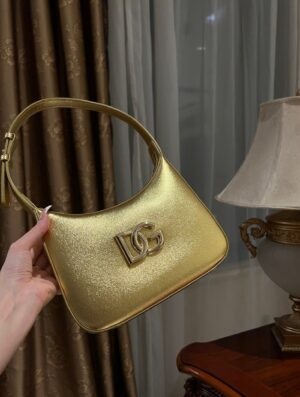 Dolce & Gabban Underarm Bag-Golden-22cm with original box free shipping