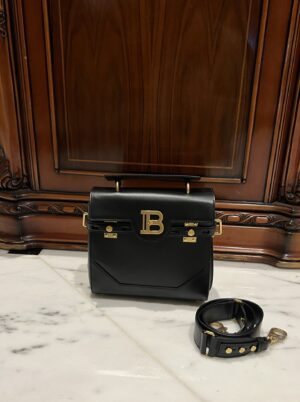 Balmain original single cowhide genuine leather  Women's Bag-23cm Black with original box free shipping