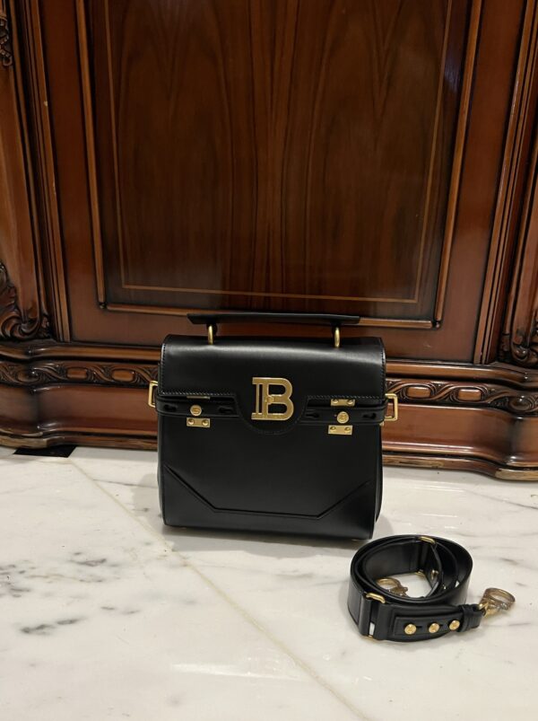 Balmain original single cowhide genuine leather  Women's Bag-23cm Black with original box free shipping