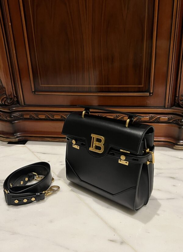 Balmain original single cowhide genuine leather  Women's Bag-23cm Black with original box free shipping
