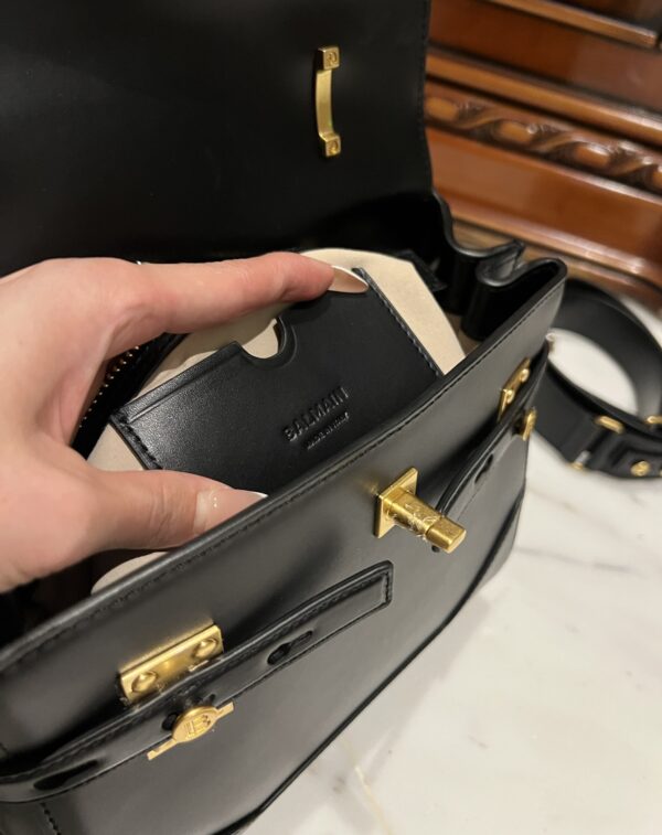 Balmain original single cowhide genuine leather  Women's Bag-23cm Black with original box free shipping