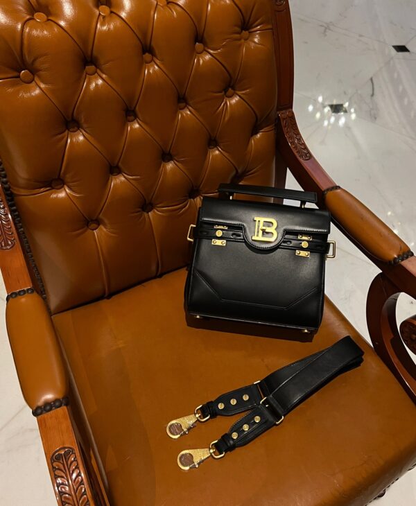 Balmain original single cowhide genuine leather  Women's Bag-23cm Black with original box free shipping