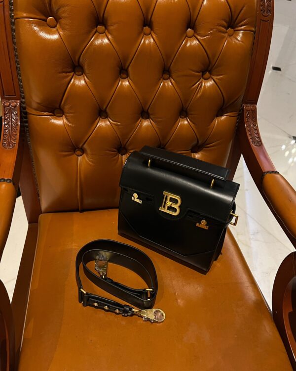 Balmain original single cowhide genuine leather  Women's Bag-23cm Black with original box free shipping