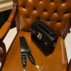 Balmain original single cowhide genuine leather  Women's Bag-23cm Black with original box free shipping