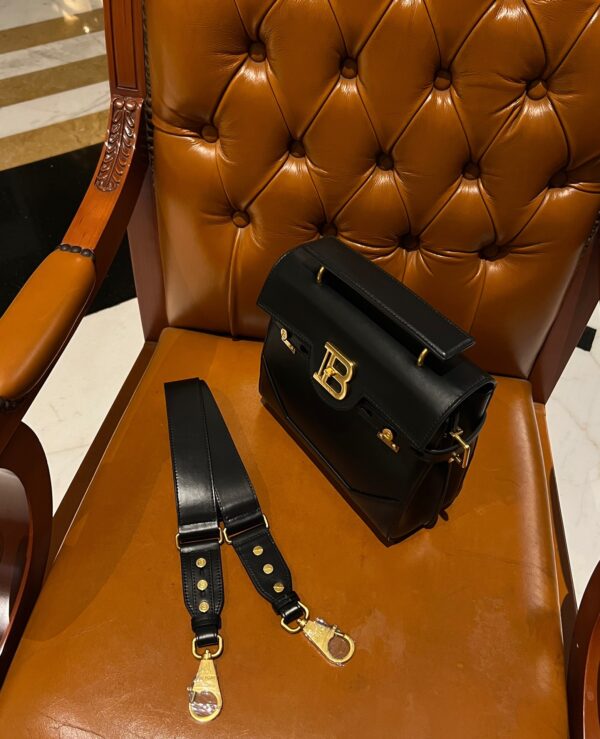 Balmain original single cowhide genuine leather  Women's Bag-23cm Black with original box free shipping