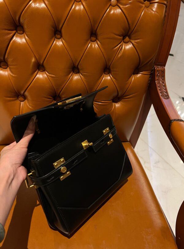 Balmain original single cowhide genuine leather  Women's Bag-23cm Black with original box free shipping