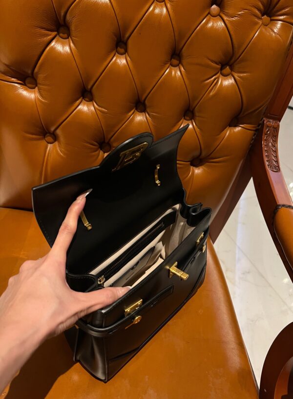 Balmain original single cowhide genuine leather  Women's Bag-23cm Black with original box free shipping
