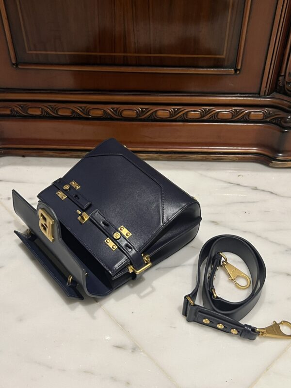 Balmain original single cowhide genuine leather  Women's Bag-23cm blue with original box free shipping