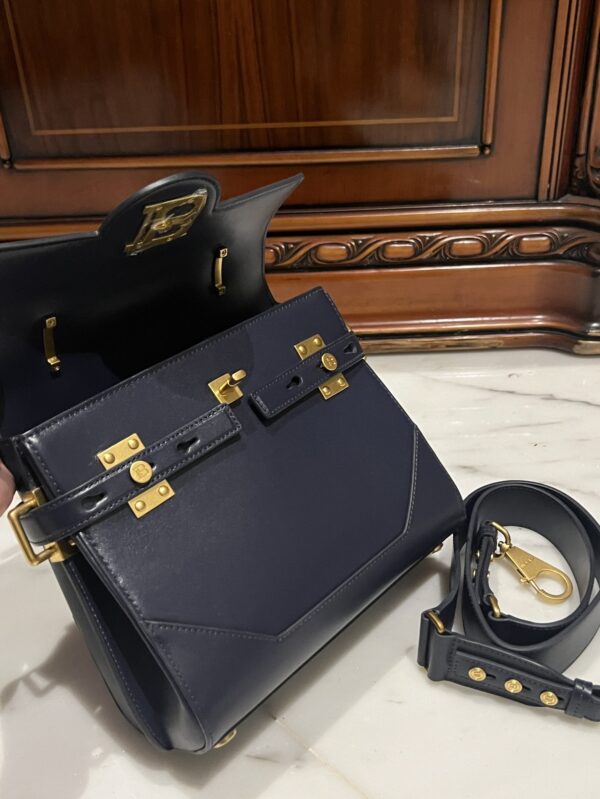 Balmain original single cowhide genuine leather  Women's Bag-23cm blue with original box free shipping