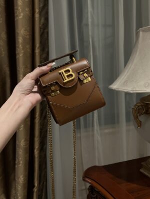 Balmain original single cowhide genuine leather mini  Women's Bag-10cm  with original box free shipping