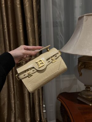 Balmain original single cowhide genuine leather crocodile pattern  Women's Bag-19cm with original box free shipping