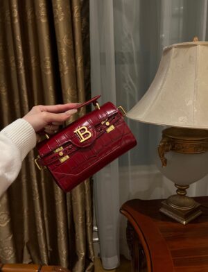 Balmain original single cowhide genuine leather crocodile pattern  Women's Bag-19cm with original box free shipping
