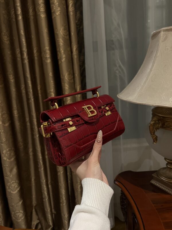 Balmain original single cowhide genuine leather crocodile pattern  Women's Bag-19cm with original box free shipping
