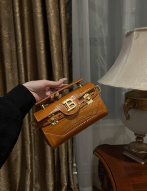 Balmain original single cowhide genuine leather crocodile pattern  Women's Bag-19cm with original box free shipping