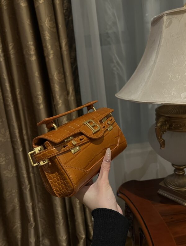 Balmain original single cowhide genuine leather crocodile pattern  Women's Bag-19cm with original box free shipping