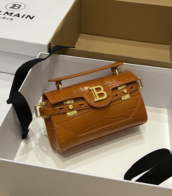 Balmain original single cowhide genuine leather crocodile pattern  Women's Bag-19cm with original box free shipping