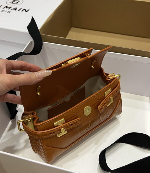 Balmain original single cowhide genuine leather crocodile pattern  Women's Bag-19cm with original box free shipping