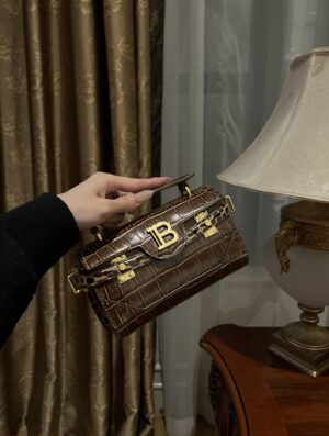 Balmain original single cowhide genuine leather crocodile pattern  Women's Bag-19cm with original box free shipping