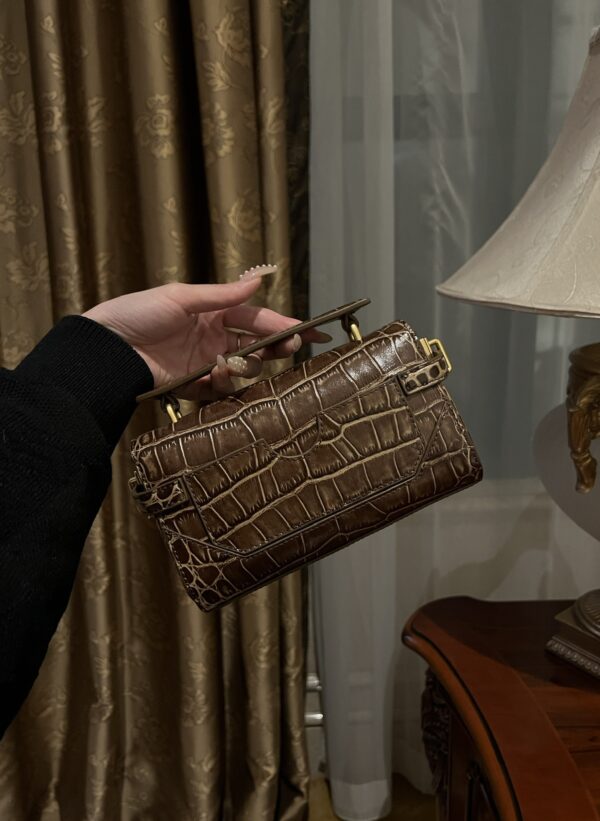 Balmain original single cowhide genuine leather crocodile pattern  Women's Bag-19cm with original box free shipping