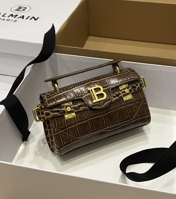 Balmain original single cowhide genuine leather crocodile pattern  Women's Bag-19cm with original box free shipping