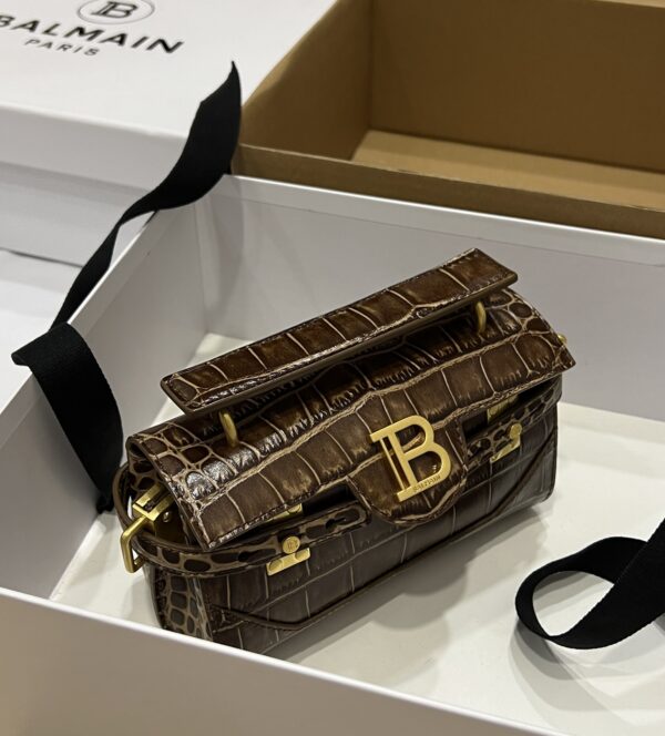 Balmain original single cowhide genuine leather crocodile pattern  Women's Bag-19cm with original box free shipping