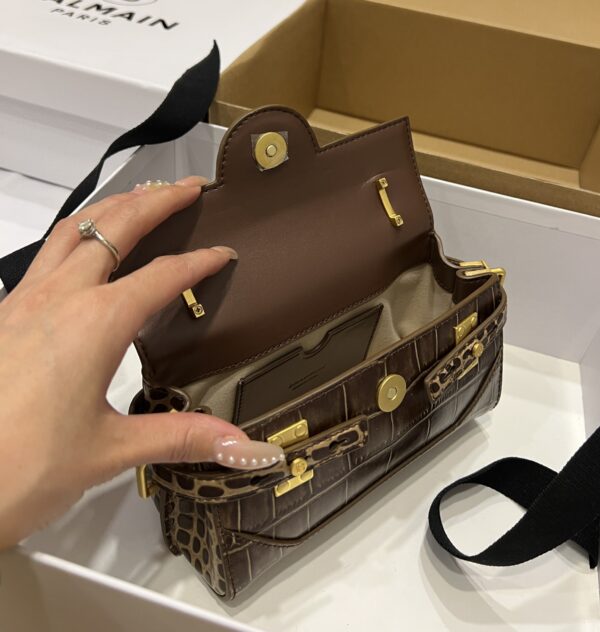 Balmain original single cowhide genuine leather crocodile pattern  Women's Bag-19cm with original box free shipping