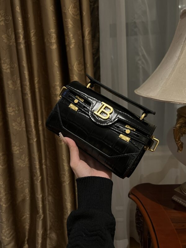 Balmain original single cowhide genuine leather crocodile pattern  Women's Bag-19cm with original box free shipping