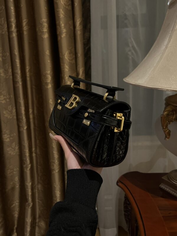 Balmain original single cowhide genuine leather crocodile pattern  Women's Bag-19cm with original box free shipping
