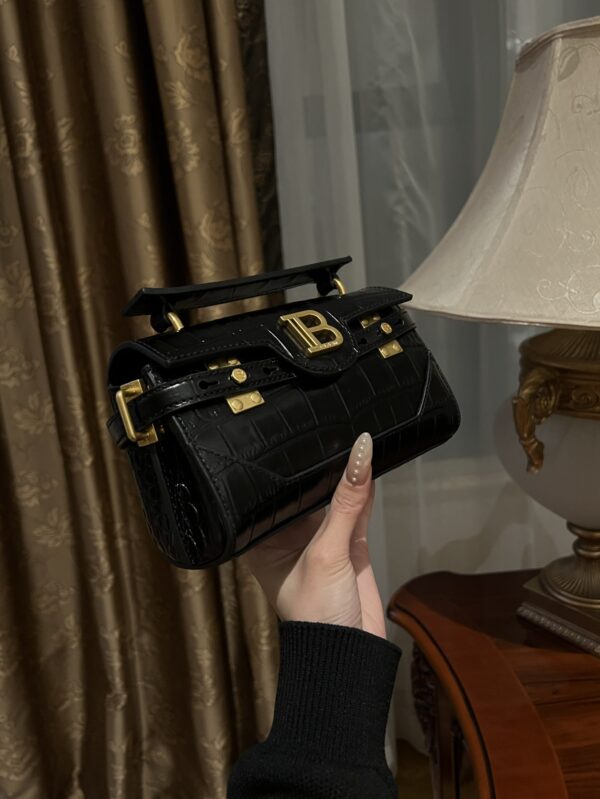 Balmain original single cowhide genuine leather crocodile pattern  Women's Bag-19cm with original box free shipping