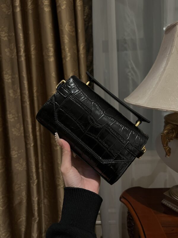 Balmain original single cowhide genuine leather crocodile pattern  Women's Bag-19cm with original box free shipping