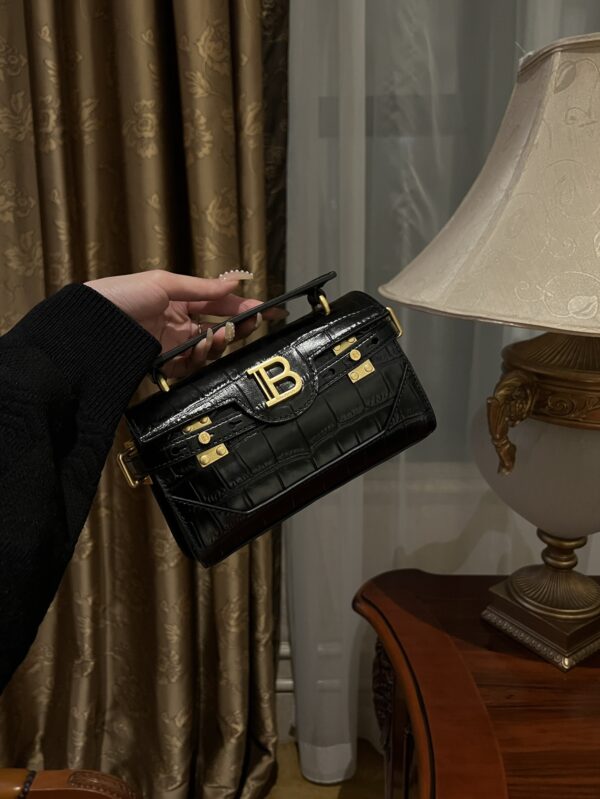 Balmain original single cowhide genuine leather crocodile pattern  Women's Bag-19cm with original box free shipping